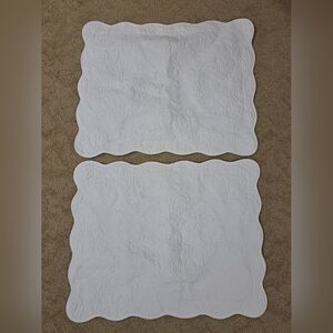 Better Homes And Gardens White Cotton Fabric QUILTED Pillow SHAMS, Cottage